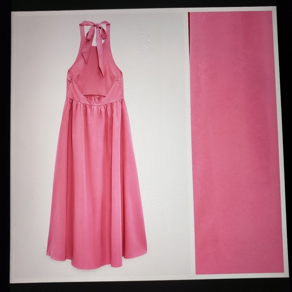 Zara pink Poplin Open Back Halter Maxxi dress - Picture 4 of 5
